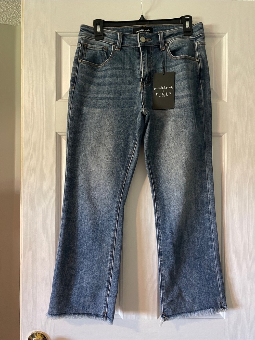 Risen by JeansFlare Mid-Rise Wide-Leg Jeans in Medium Blue